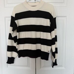 Scotch & Soda Cream and Black Ribbed Knit Striped Sweater size women’s small